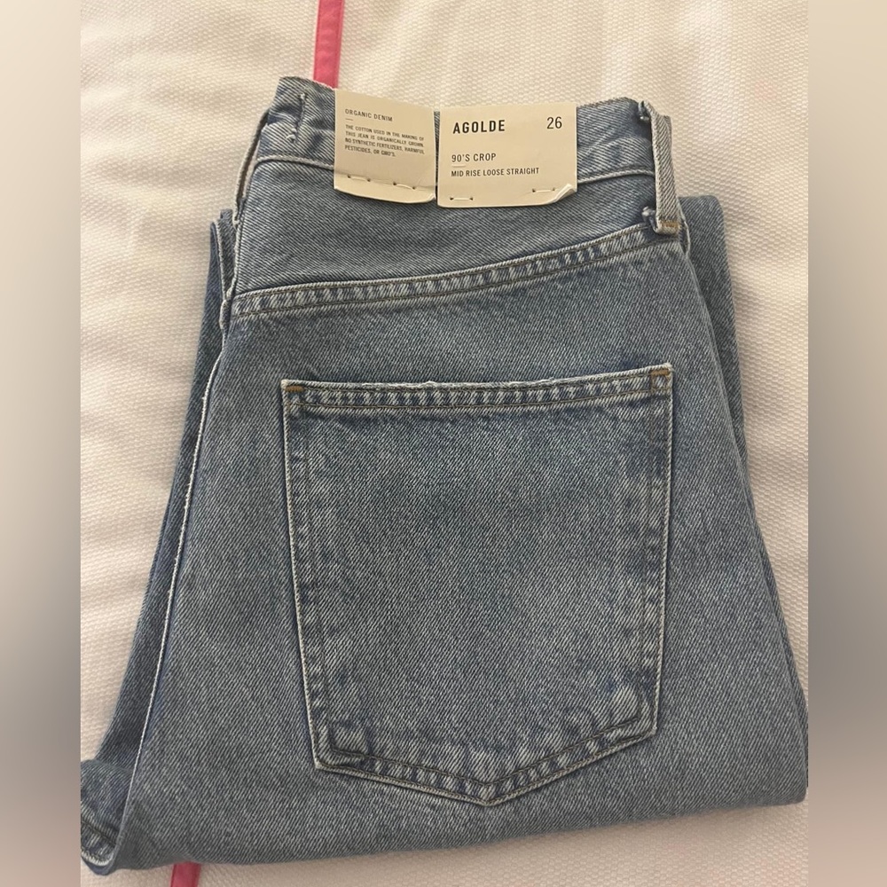 NWT Agolde 90’s crop mid rise loose straight jeans, size 26